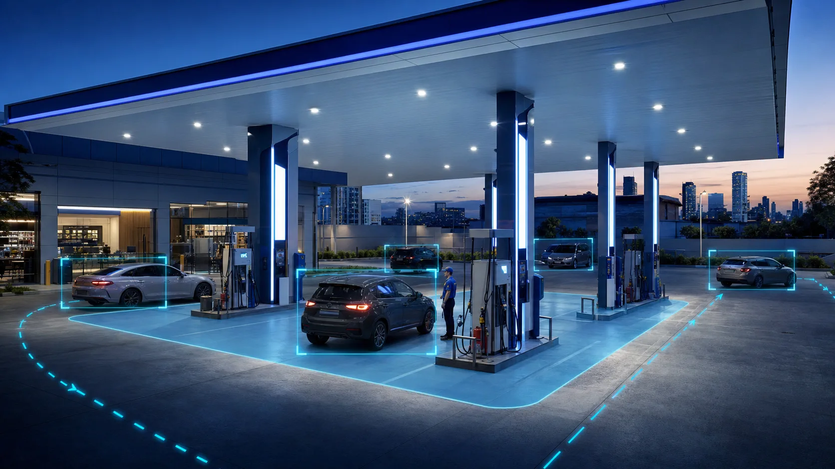 Posto monitorado por inteligência artificial